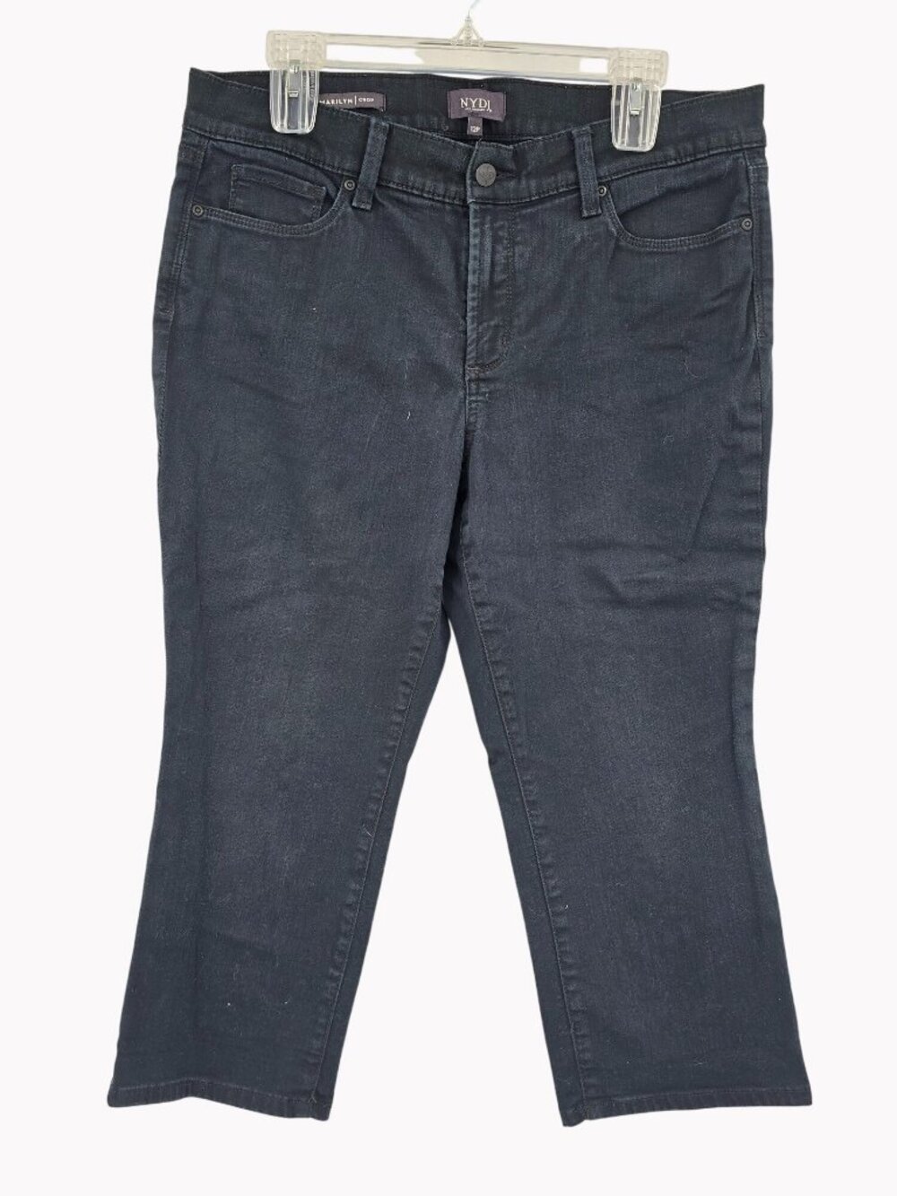 NYDJ Womens Marilyn Crop Jeans 12P Black Denim Lift Tuck Technology